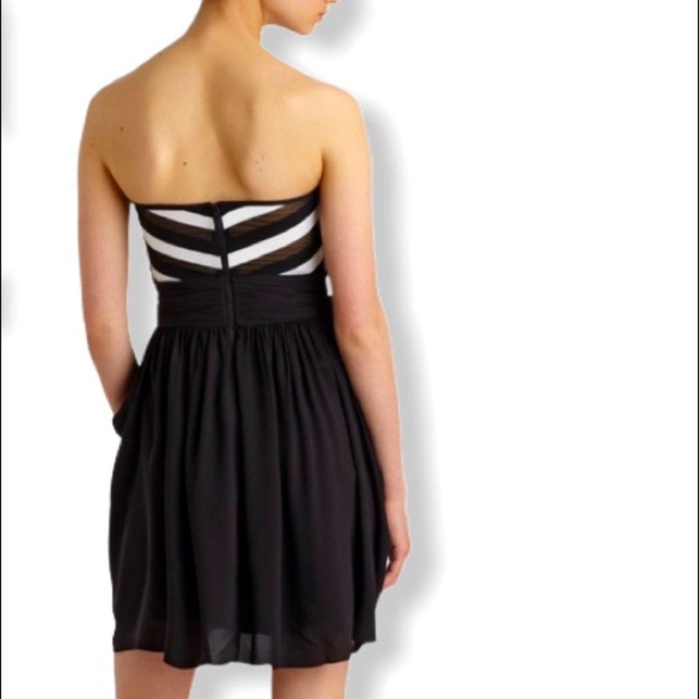 Alice + Olivia Black & White Silk Strapless Dress